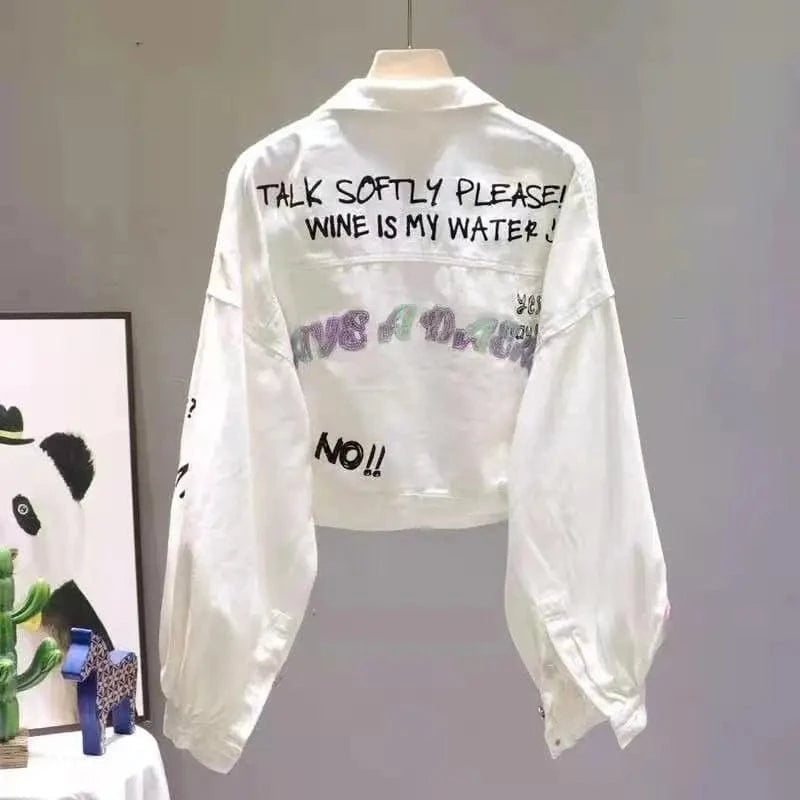 JL23752 Women Casual Clothing White Jean Jacket Women Best Jacket Women Blue White Denim Jackets