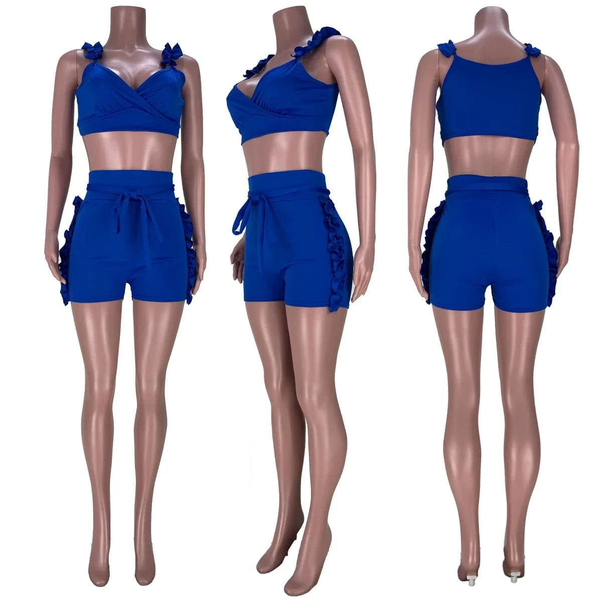 JL5232 HOT Sale Women Tank Tops and Ruffle Shorts set Women Lotus Two Piece Set Women Summer Outfit Clothing