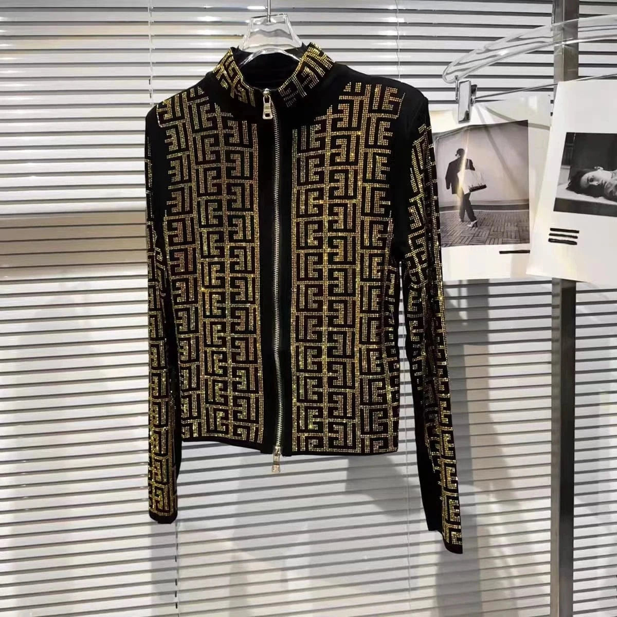 JL9181 Women Rhinestones Jackets Stretchy Rhinestone Blingbling Jackets for Women