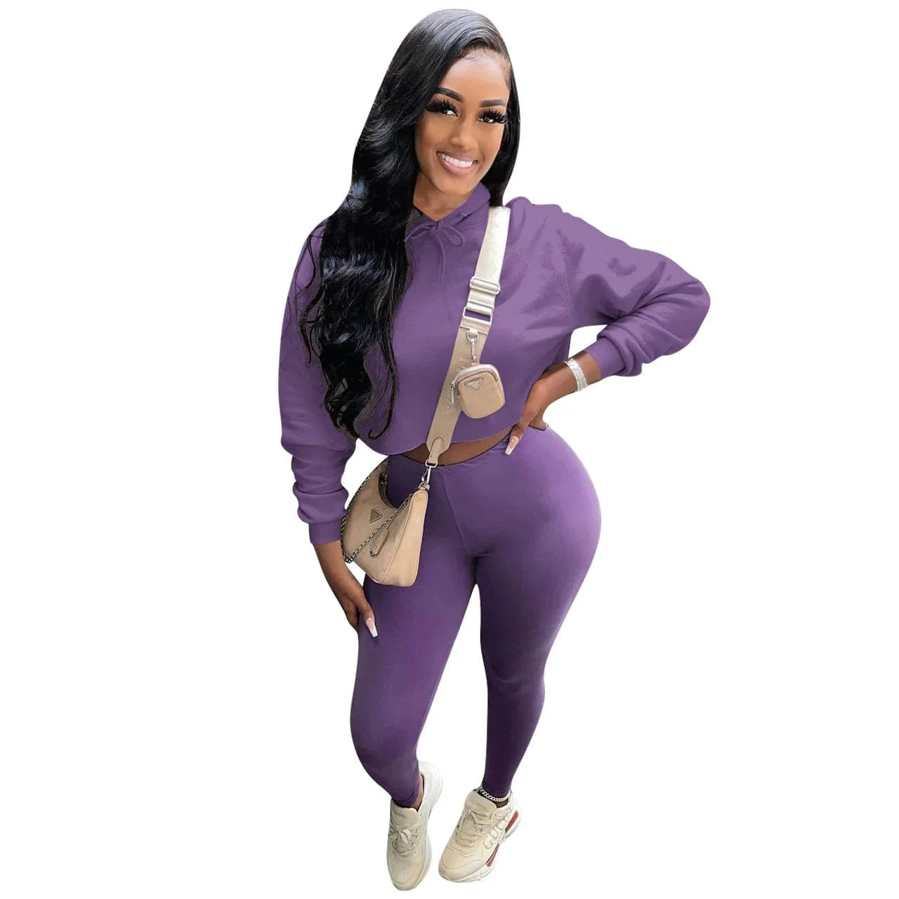 Joggers Pants Two Piece Pants 2 Piece Set Long Sleeve Tracksuit Set Active Two Piece Jogger Cropped Sweatshirt Hoodies Sets