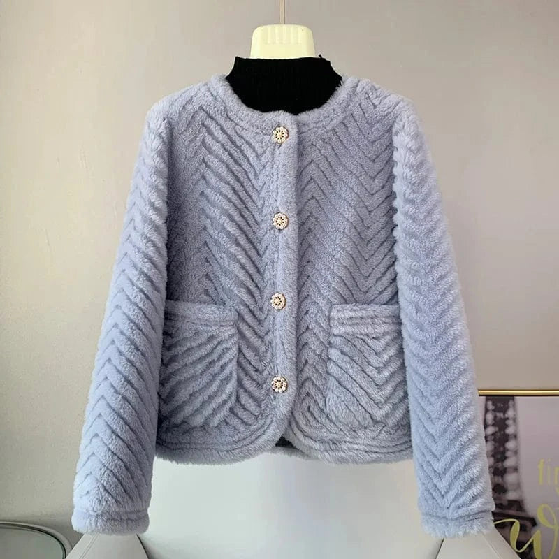 JT3281 Lady Girl Lamb Wool Fur Short Warm Coats Female Women Sheep Shearling Youth Overcoat Jacket