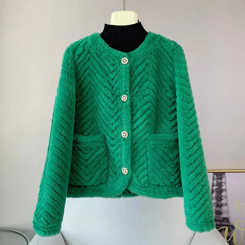 JT3281 Lady Girl Lamb Wool Fur Short Warm Coats Female Women Sheep Shearling Youth Overcoat Jacket