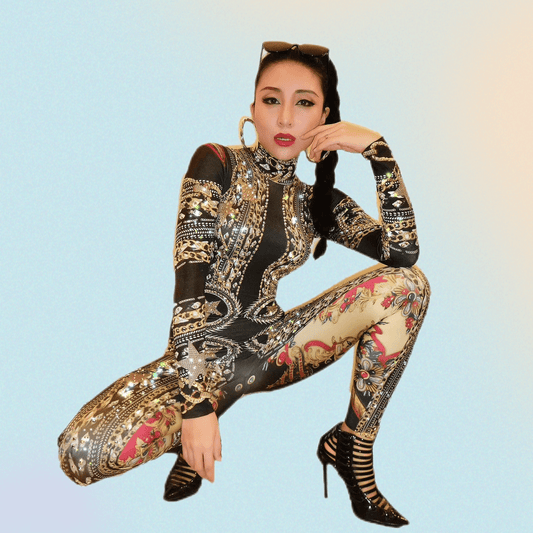 Jumpsuits For Women 2022 Dress Luxury Rhinestone Bodysuit Fringe Dress Elegant One Piece Sheer Jumpsuit Stage Show Clubwear
