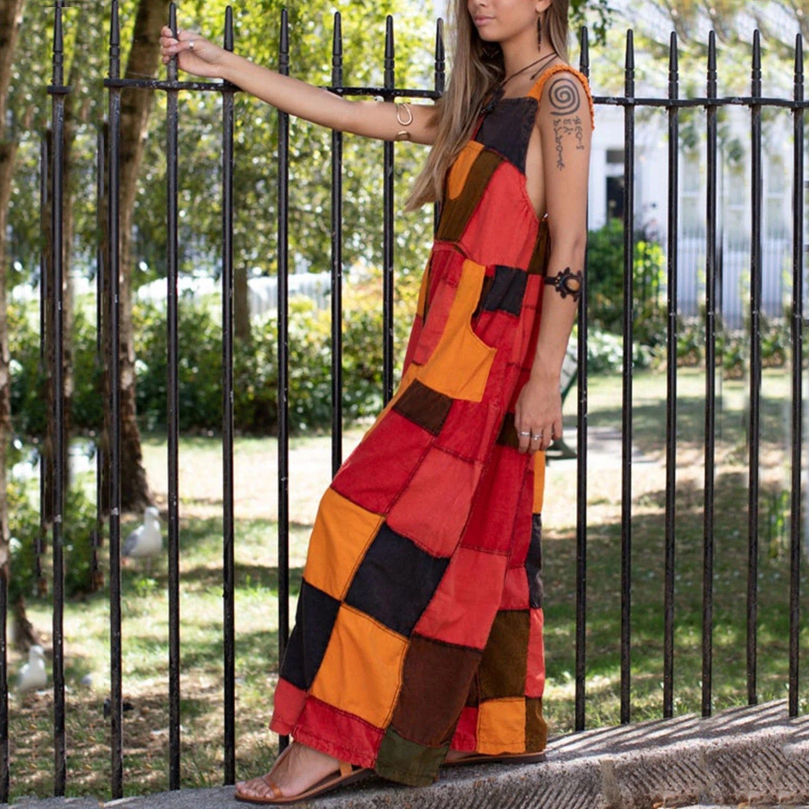 Jumpsuits Playsuits Bodaysuits Women Boho Print Romper Long Playsuit Button Loose Overalls Pocket Jumpsuit