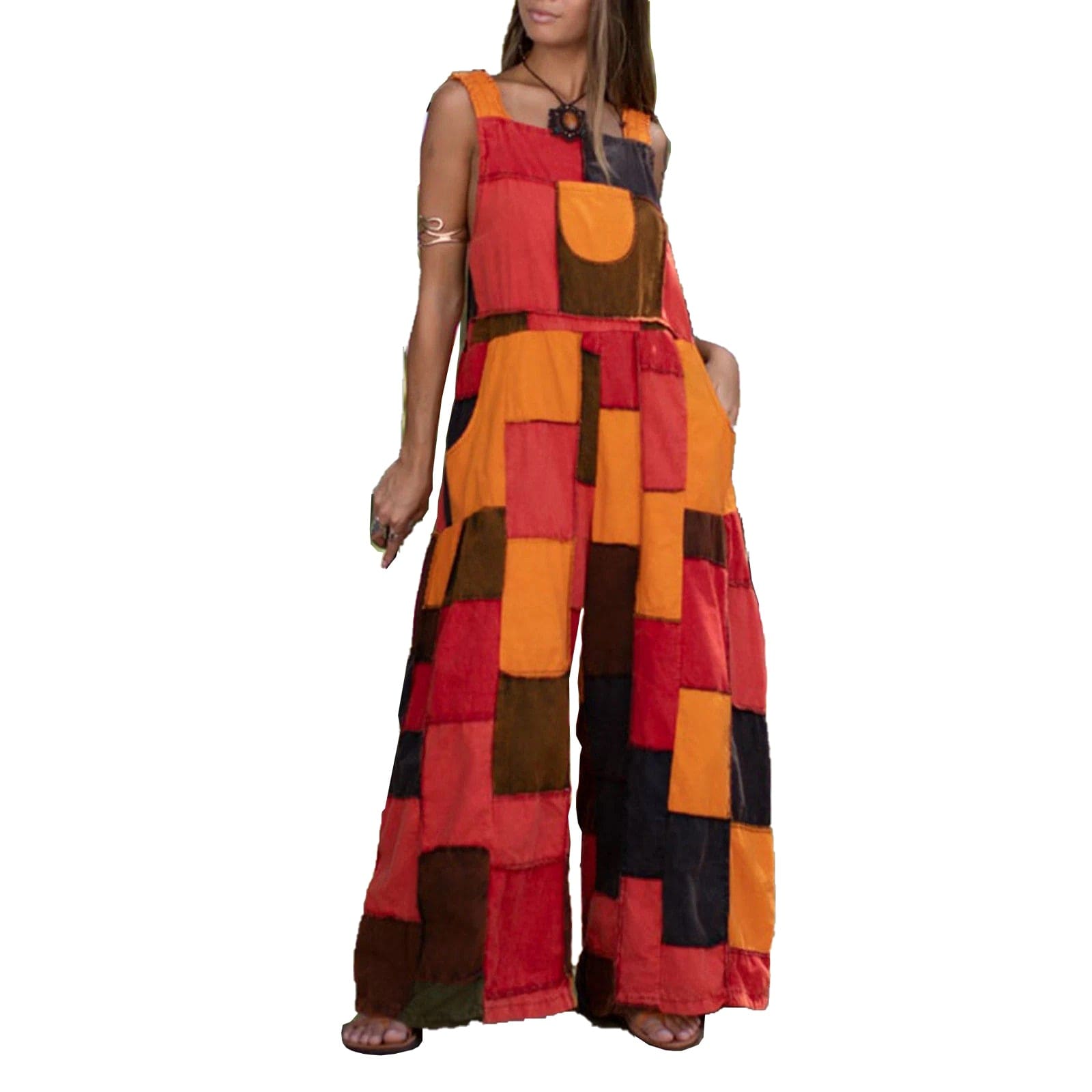 Jumpsuits Playsuits Bodaysuits Women Boho Print Romper Long Playsuit Button Loose Overalls Pocket Jumpsuit