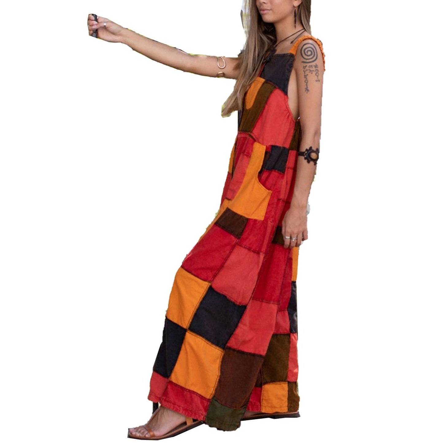 Jumpsuits Playsuits Bodaysuits Women Boho Print Romper Long Playsuit Button Loose Overalls Pocket Jumpsuit