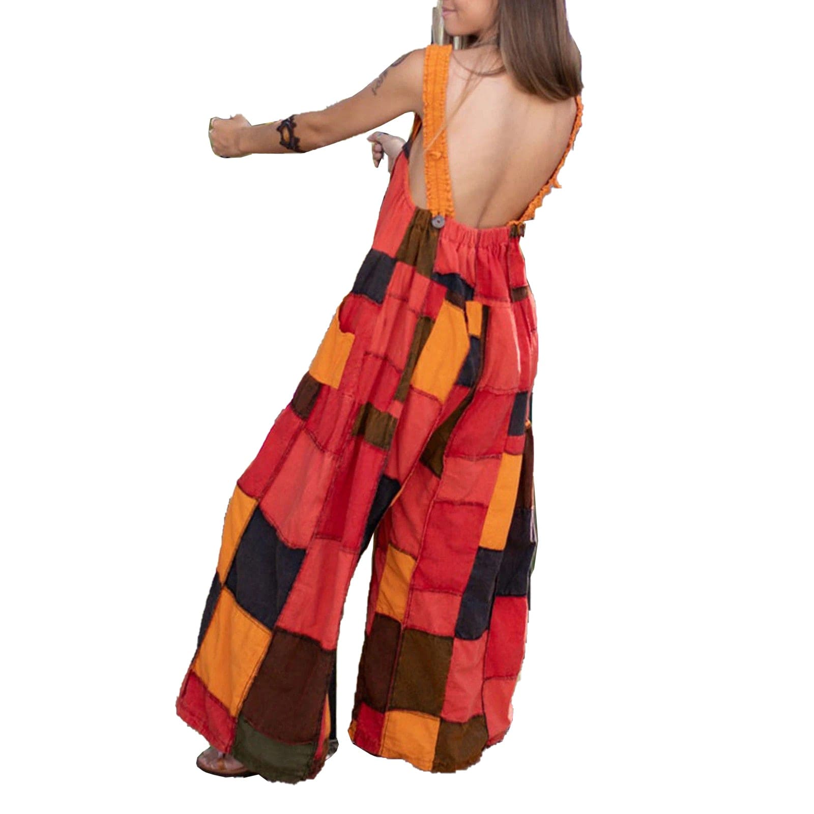 Jumpsuits Playsuits Bodaysuits Women Boho Print Romper Long Playsuit Button Loose Overalls Pocket Jumpsuit