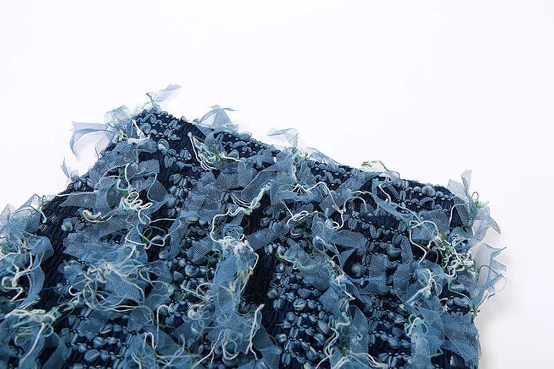 K23s38918 Autumn Winter 2023 New Tassel Long Sleeve Crop Top And Short Skirt 2 Piece Set Bodycon Casual Sexy Women's Set