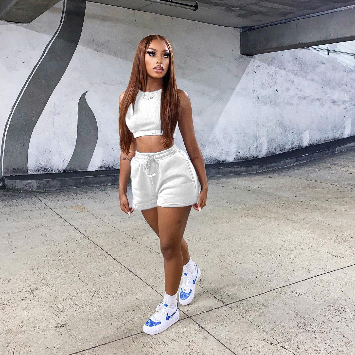 KaiChen 2023 Women's Biker Baseball Casual Sports Jersey Basketball 2 Sets Sweat Custom Gym summer shorts two piece short set