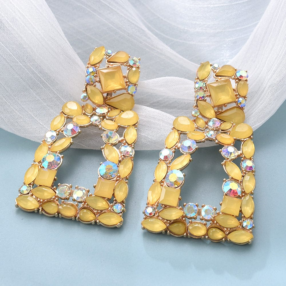 Kaimei 11 Colors Women New 2022 fashion jewelry ZA Earrings Colorful Crystal Geometric Pendant Dangle Drop Earrings Statement