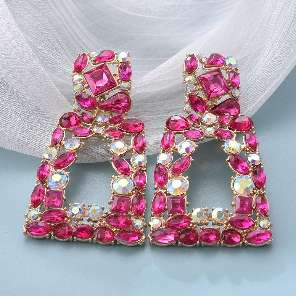 Kaimei 11 Colors Women New 2022 fashion jewelry ZA Earrings Colorful Crystal Geometric Pendant Dangle Drop Earrings Statement