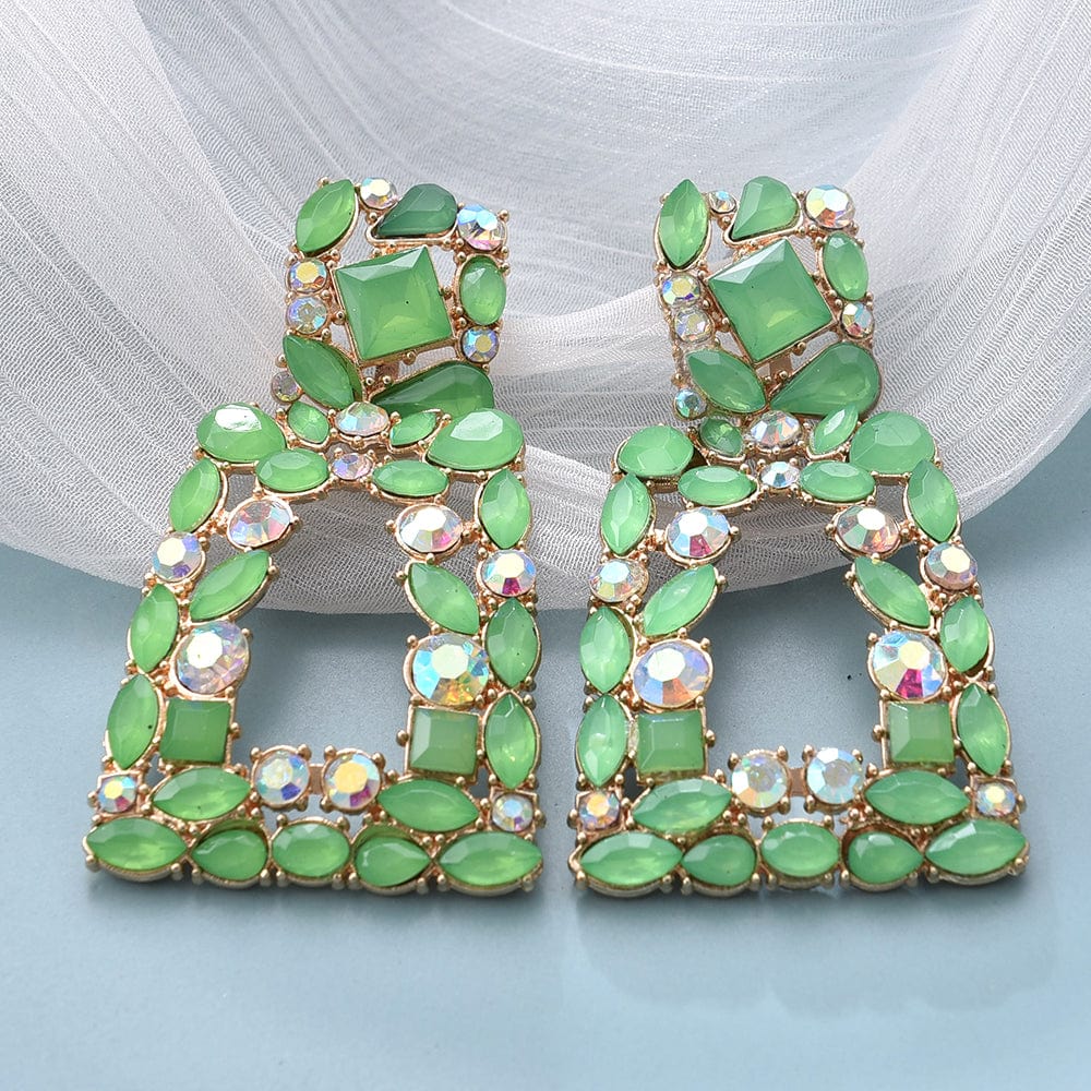 Kaimei 11 Colors Women New 2022 fashion jewelry ZA Earrings Colorful Crystal Geometric Pendant Dangle Drop Earrings Statement