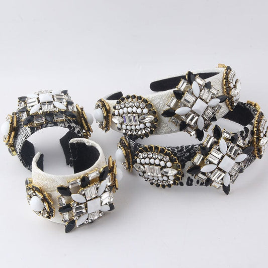 Kaimei Baroque jewelry diamond luxury headband vintage white crystal large diamond women bracelet set accessories for women