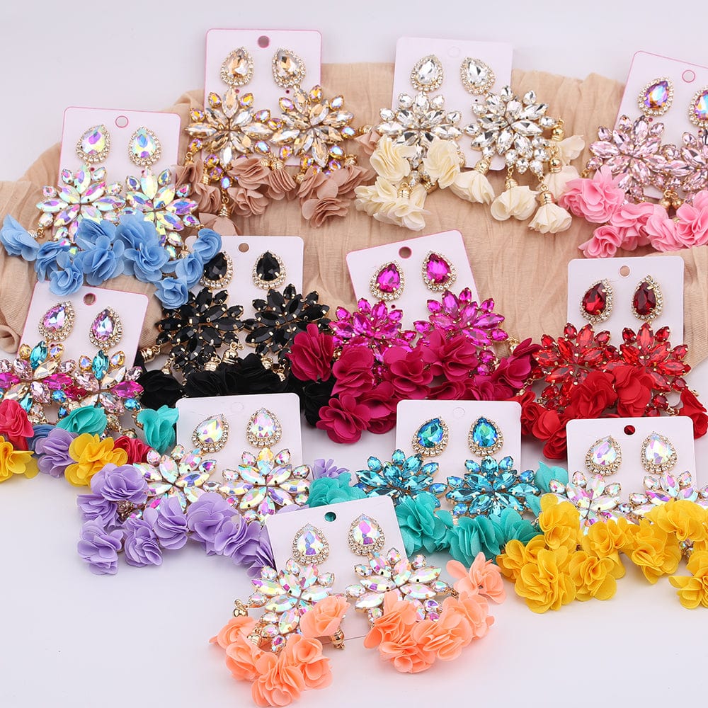 Kaimei STAR PRODUCT!Hot Sale Fashion Colorful Geometric Handmade Dangle Earrings Womens CZ Stone Brown Pendant Flower Earrings