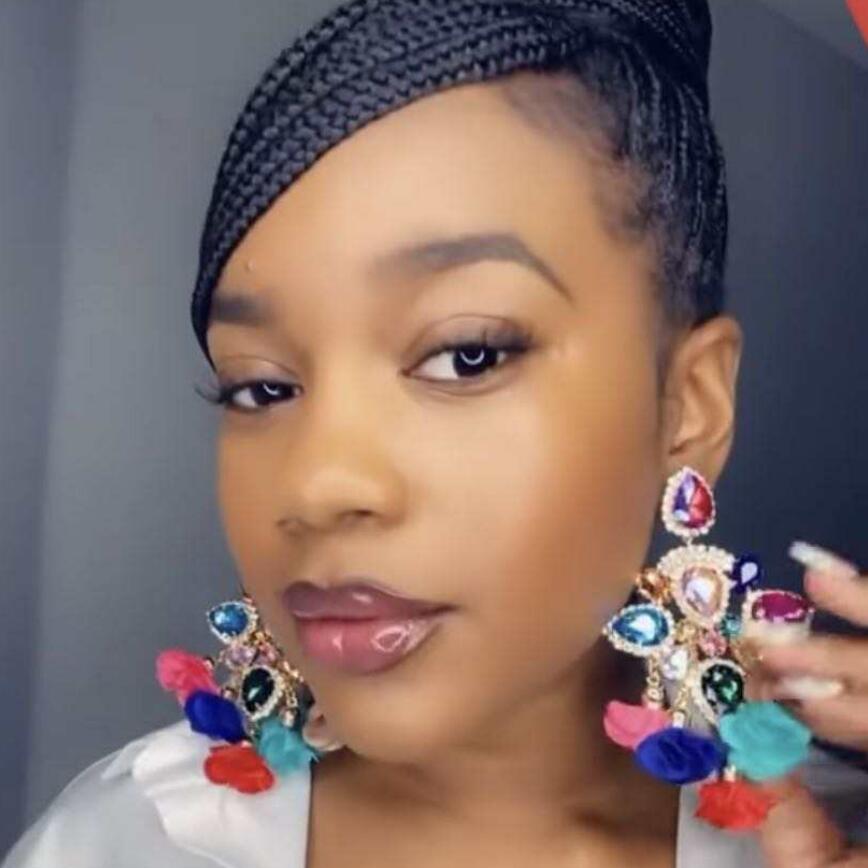 Kaimei STAR PRODUCT!Hot Sale Fashion Colorful Geometric Handmade Dangle Earrings Womens CZ Stone Brown Pendant Flower Earrings