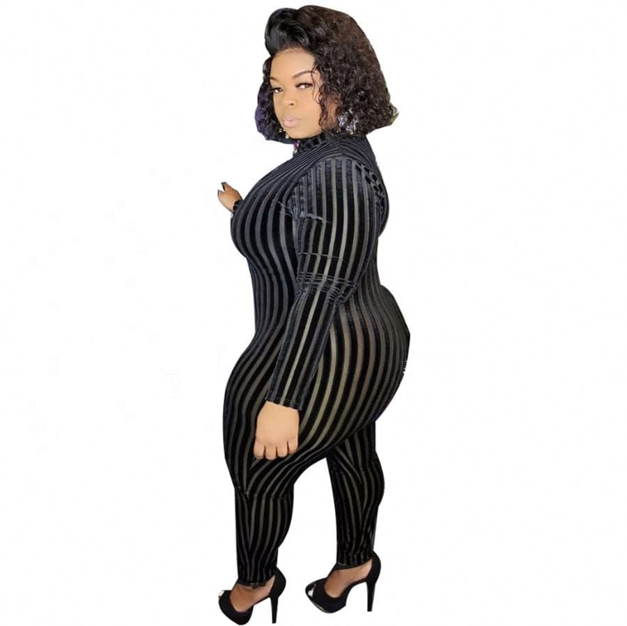 kc drop shipping plus size women's mesh jumpsuit hot sale