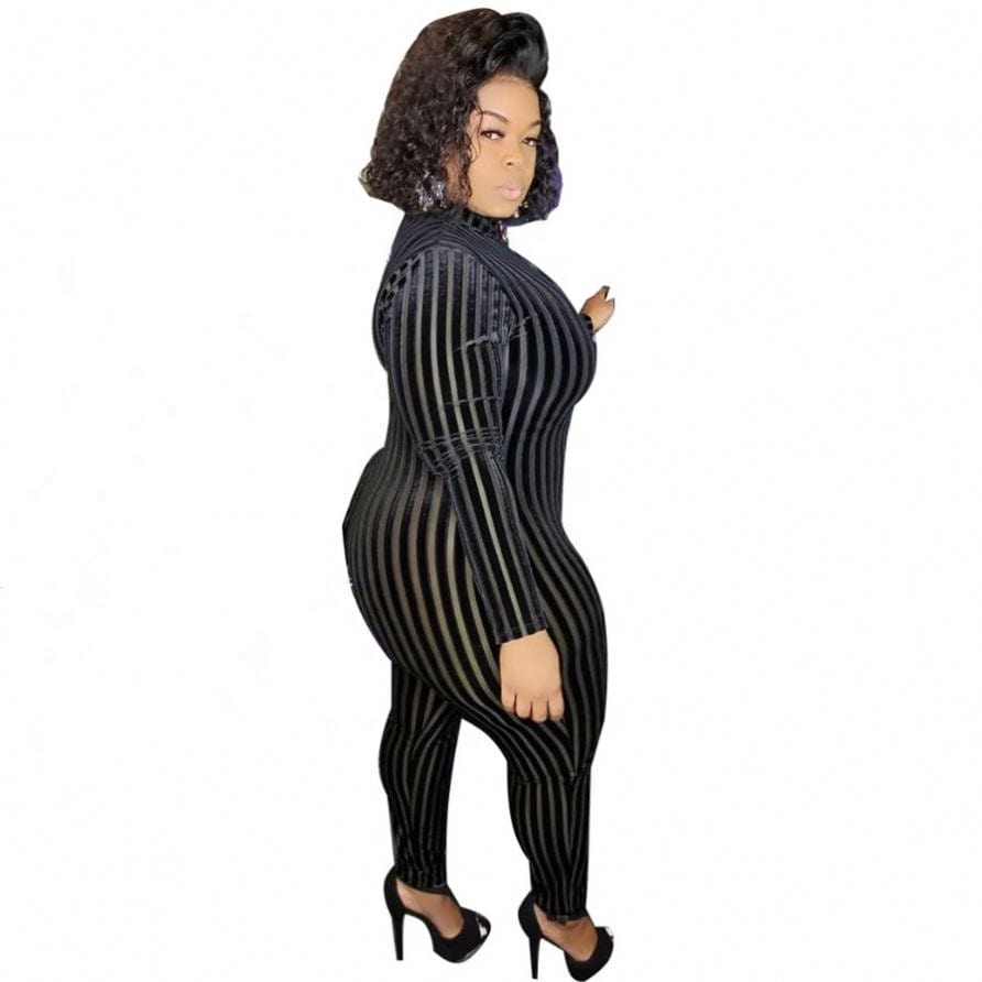 kc drop shipping plus size women's mesh jumpsuit hot sale