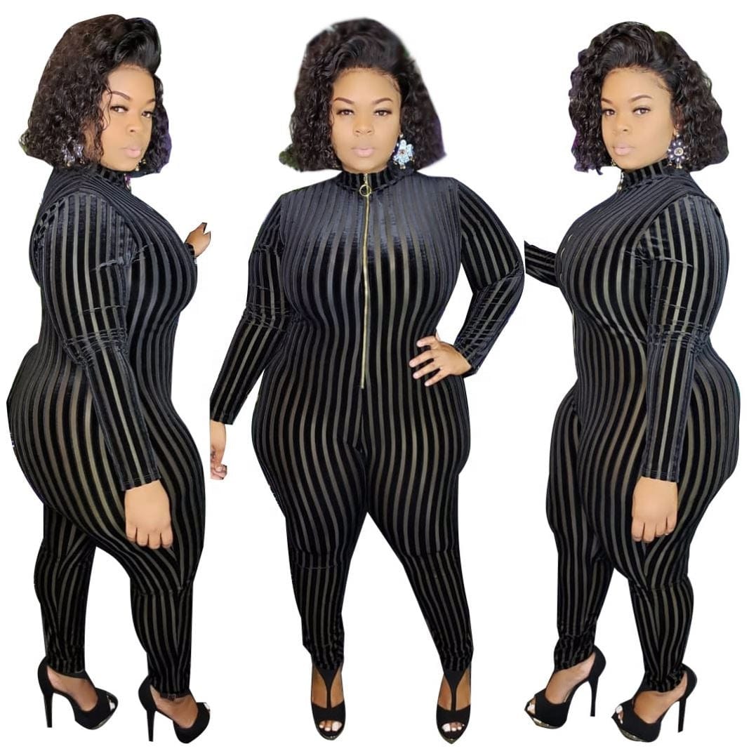 kc drop shipping plus size women's mesh jumpsuit hot sale
