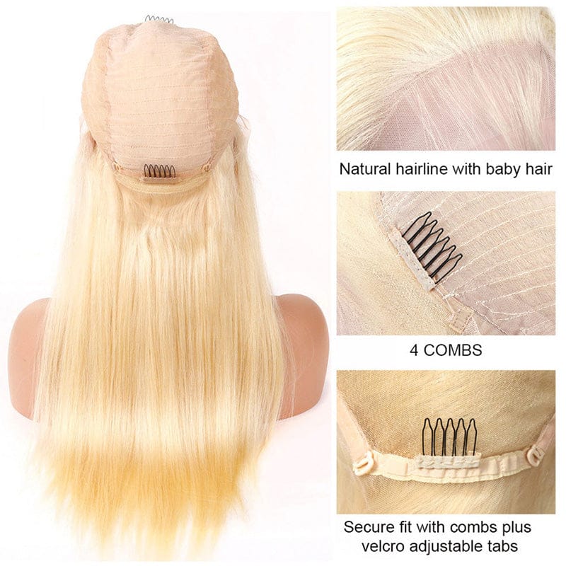 Keyu Human Hair Blonde 613 Transparent Lace Front Wigs for Black Women Pre plucked Peruvian Straight Full Hd Lace Frontal Wig