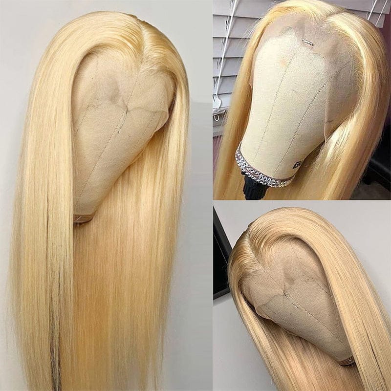 Keyu Human Hair Blonde 613 Transparent Lace Front Wigs for Black Women Pre plucked Peruvian Straight Full Hd Lace Frontal Wig