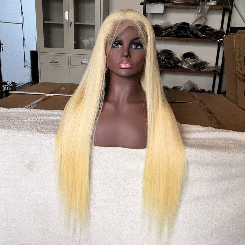 Keyu Human Hair Blonde 613 Transparent Lace Front Wigs for Black Women Pre plucked Peruvian Straight Full Hd Lace Frontal Wig