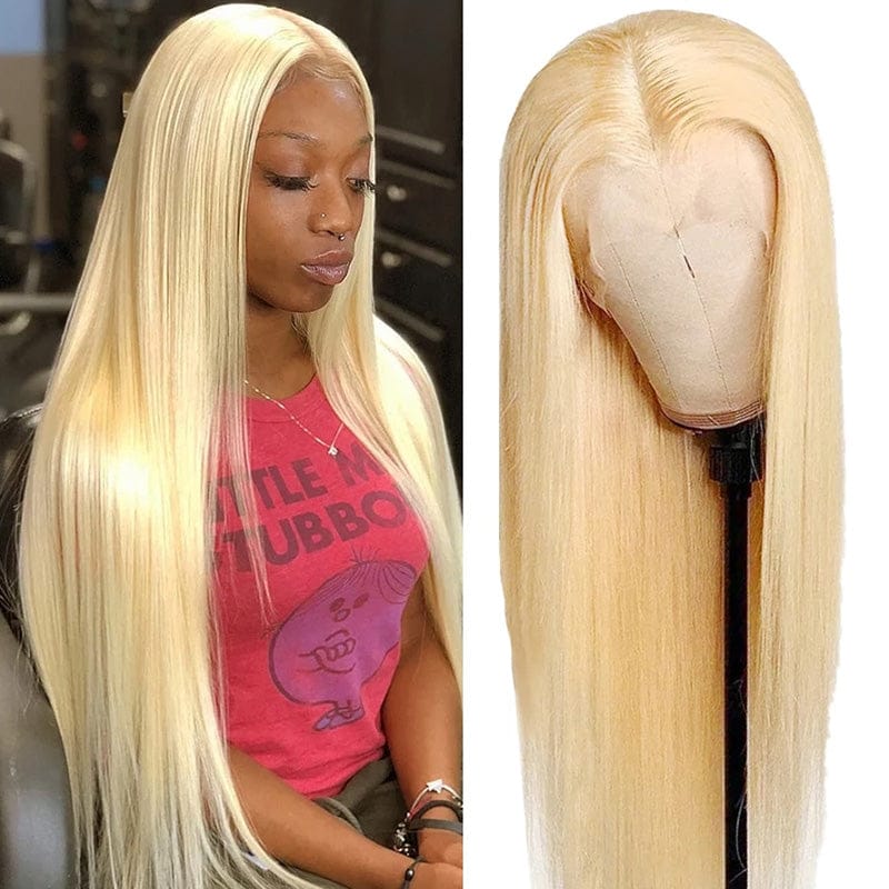 Keyu Human Hair Blonde 613 Transparent Lace Front Wigs for Black Women Pre plucked Peruvian Straight Full Hd Lace Frontal Wig