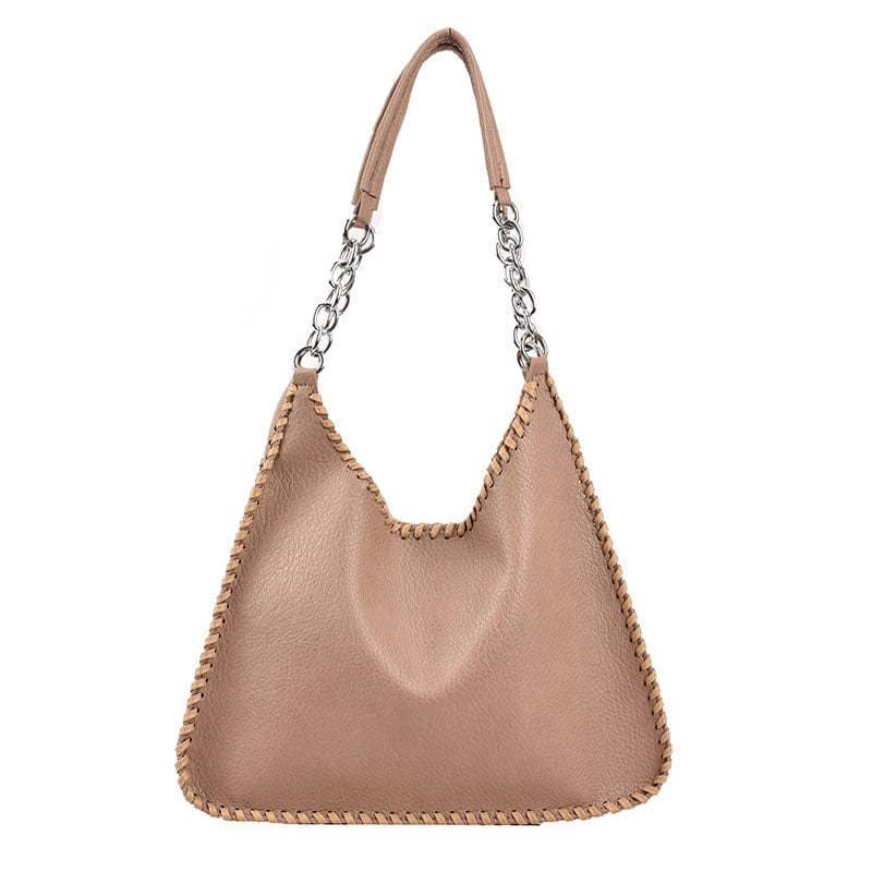 Khaki 2022 Trendy Fashion PU Leather Tote Chain Shoulder Bags Custom Logo Handbags for Women Luxury Wholesale Vendor