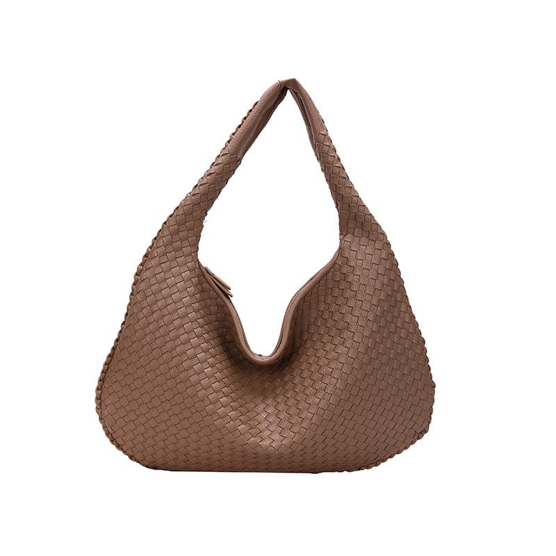 Khaki 2023 Designer Fashion Leather Woven Purse for Women Luxury Top-handle Soft Tote Handbags Women Shoulder Bags