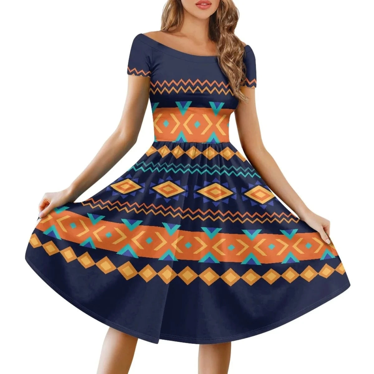 Khaki African Art Women's Vintage Ruffle Floral Flared A Line Swing Casual Cocktail Girls Party Dress for Women Evening Elegance