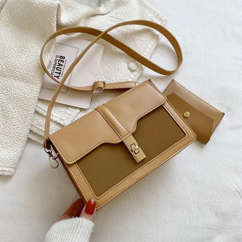 khaki M447 New Women Famous Brands Messenger Vintage PU Leather Shoulder bag Simple Crossbody Ladies Flap Bags