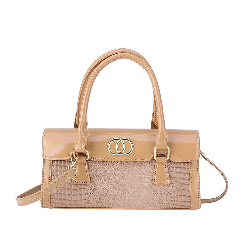 Khaki Patent Leather Branded Bags Luxury Women Wholesale Top Handle Crocodile Pattern Purses and Handbags 2023