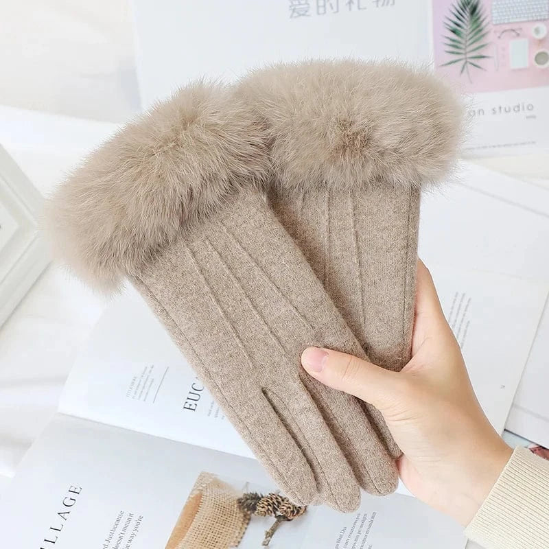 khaki Sexy girls dancing accessories touch cashmere wool hand gloves winter