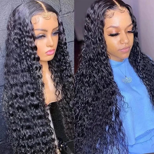 Kinky Curly 13X6 Hd Human Hair Lace Front Wig Pre Plucked Brazilian Human Hair Wigs For Black Women Water Wave Hd Lace Frontal W
