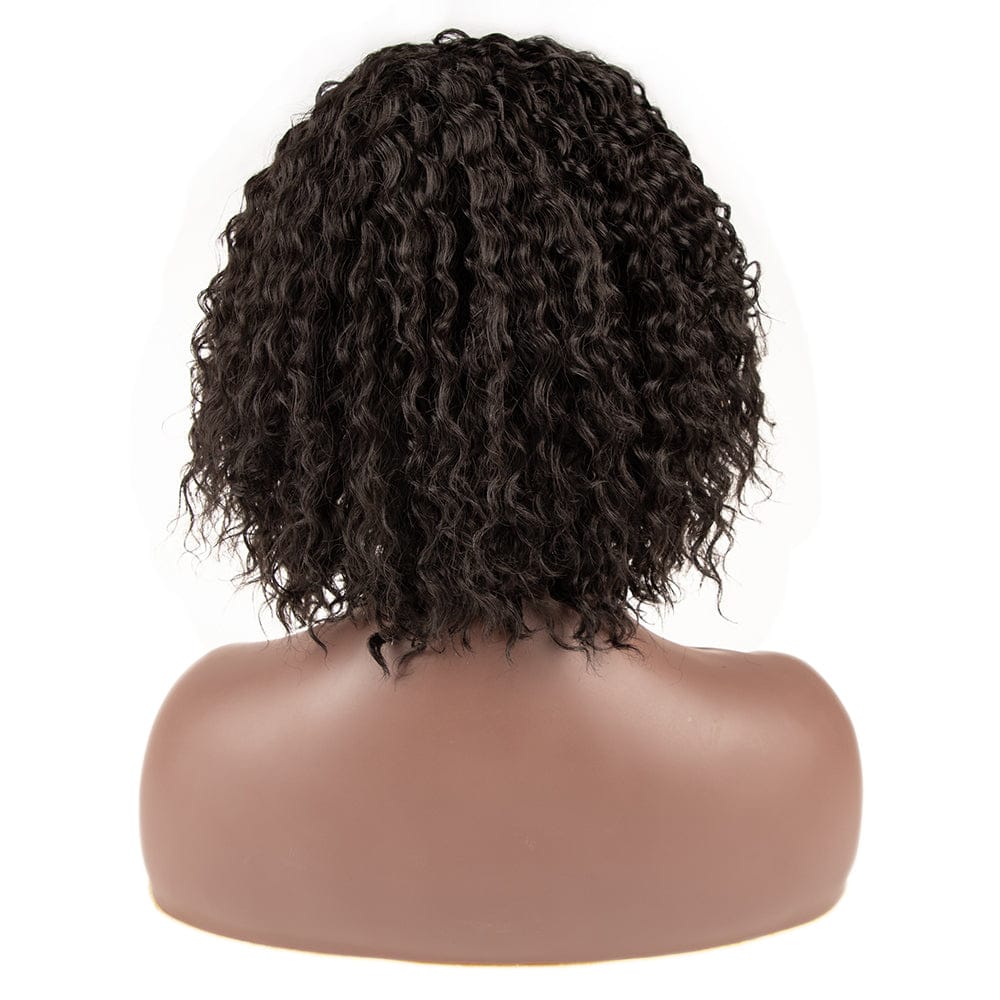 kinky curly Bob short with bang sleek wholesale brown heat resistant arfo kinky cur with bang synthetic hair wig for black woman