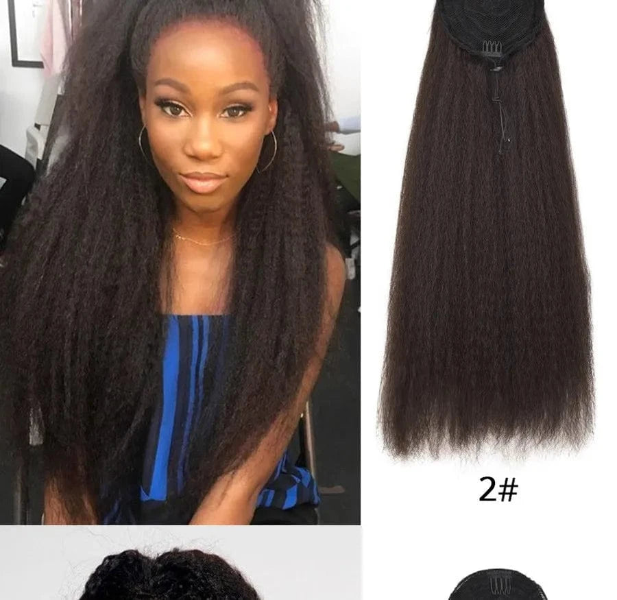 Kinky Straight Drawstring Ponytails for Women Kinky Ponytail human hair Clips in Ponytail Extension