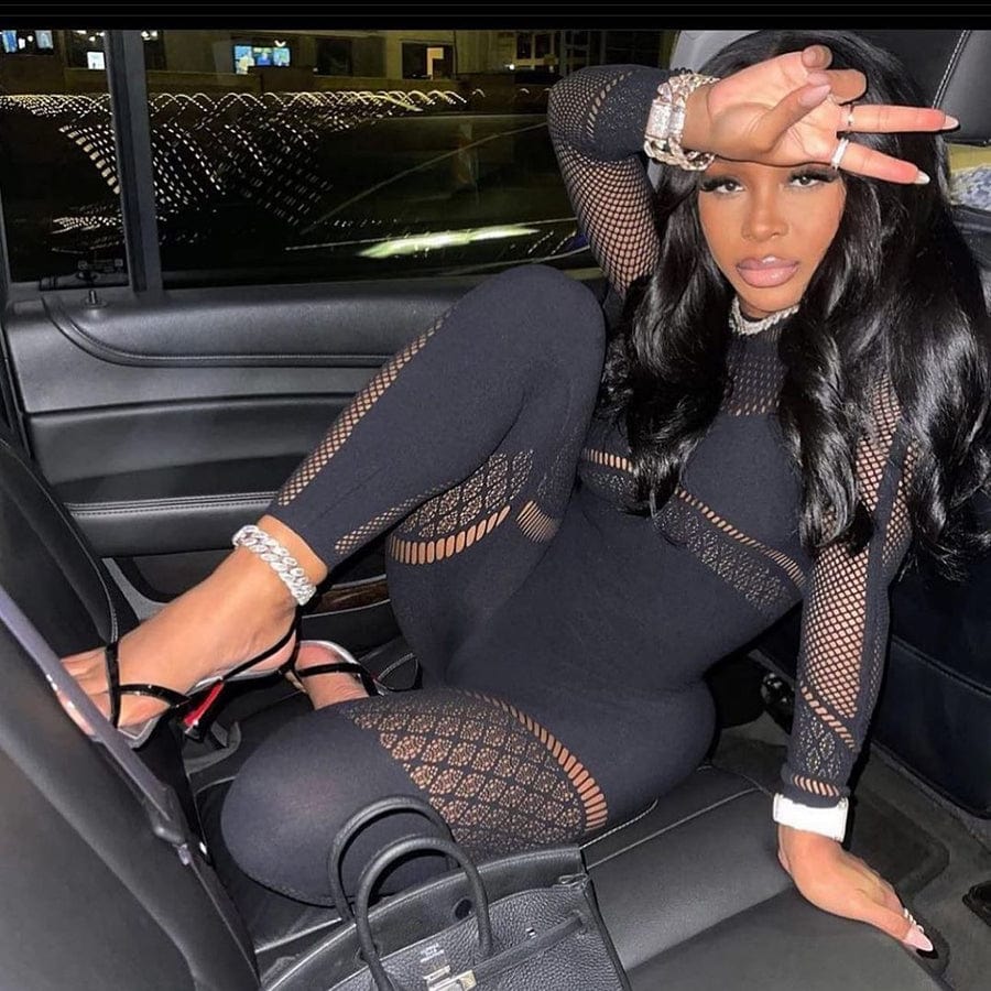 Kliou W22Q23391 Hollow Out All in One Overall Monos Mujer Party One Piece Knitted Pencil Jumpsuit Girl Midnight Outfit