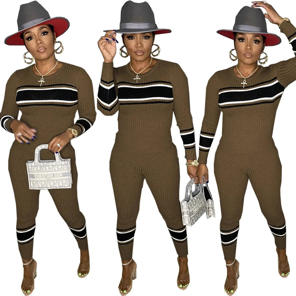 Knitted Two PC Set Womens clothing Two Piece Pants 2 Piece Luxury Set Casual Trousers Sweater Suit Knit Sweater Pants Set