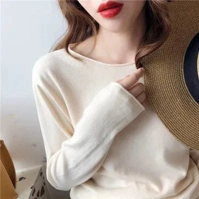 Knitwear Women 2023 Autumn New Thin Sweater Crew neck Bottom Shirt Loose Style Top