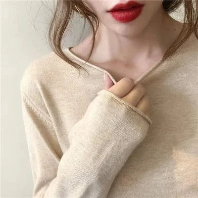 Knitwear Women 2023 Autumn New Thin Sweater Crew neck Bottom Shirt Loose Style Top