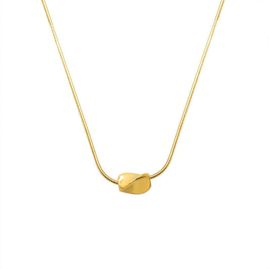 Korea New Female Titanium Steel Twist Gold Color Beans Pendant Necklace Rose Gold Stereo Love Chain Girl Gift