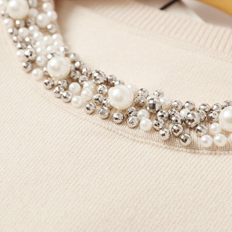 Korean New Fashion Sweaters for Women Beading Loose Autumn Winter Knitted Pullover Female Elegant Warm Casual Tops Sweater Mujer