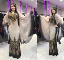 L / 1 Cheap Muslim Arabic Silk Dubai Islamic Clothing Women Muslim kaftan robe evening gowns party Fashion Satin abaya Dress