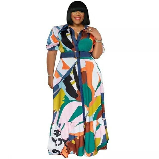 L / 1 Fashion Plus-size Women's Striped Top And Wide-leg Pants Two-piece Set