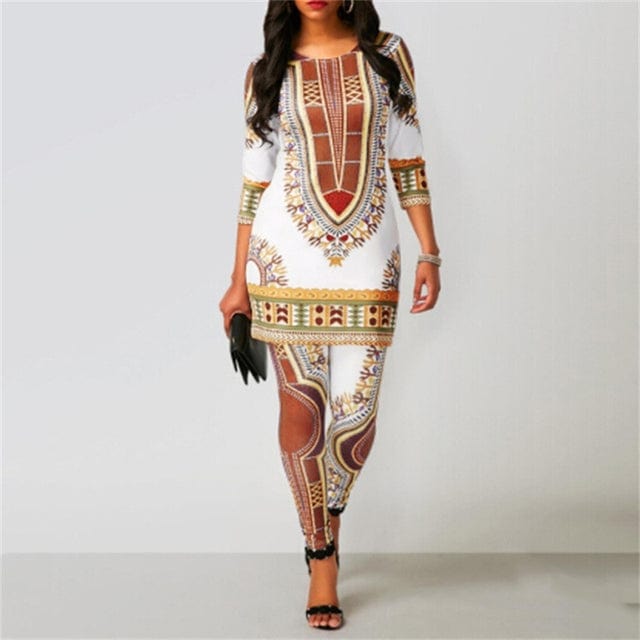 L / 3 African Dresses For Women 2022 News Top Pants Suit Dashiki Print Ladies Clothes Robe Africaine Bazin Fashion Clothing