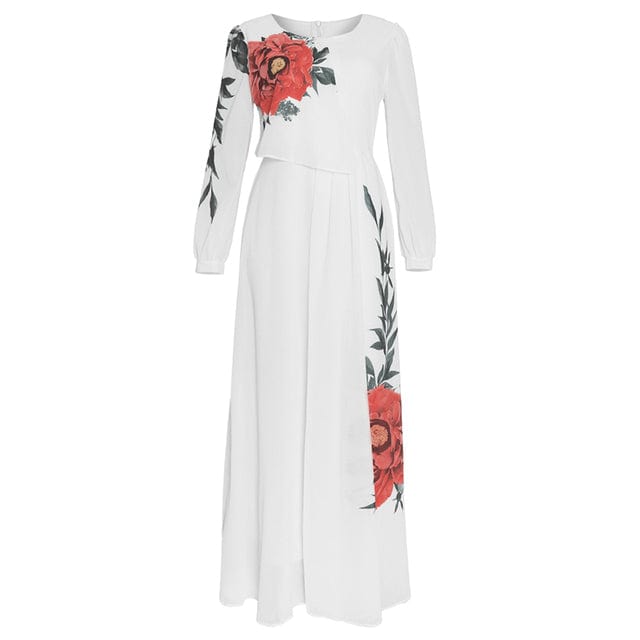 L / 4 2022 Summer Dresses For Women African Print Chiffon Abaya Ankara Dashiki Maxi Dress Long Sleeve Elegant Ladies Clothes Boubou