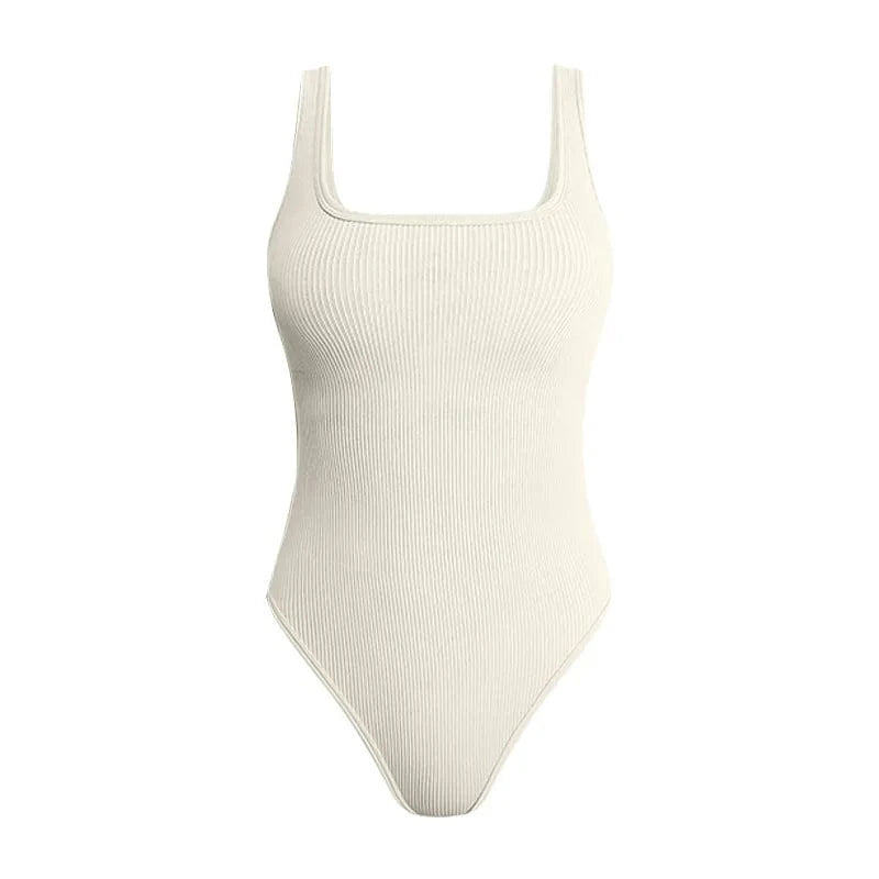 L / Beige Wholesale female yoga seamless workout bodysuits for women sexy sleeveless slimming spandex ribbed women bodysuits