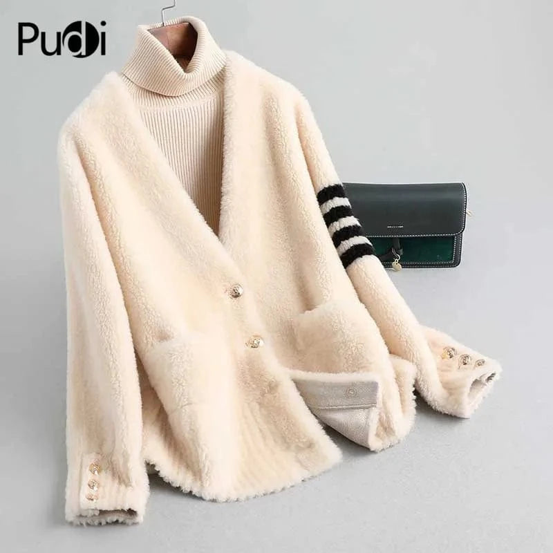 L / Beige Women winter 100% natural fur coat warm jacket girl fur coat lady female jacket overcoat A89003