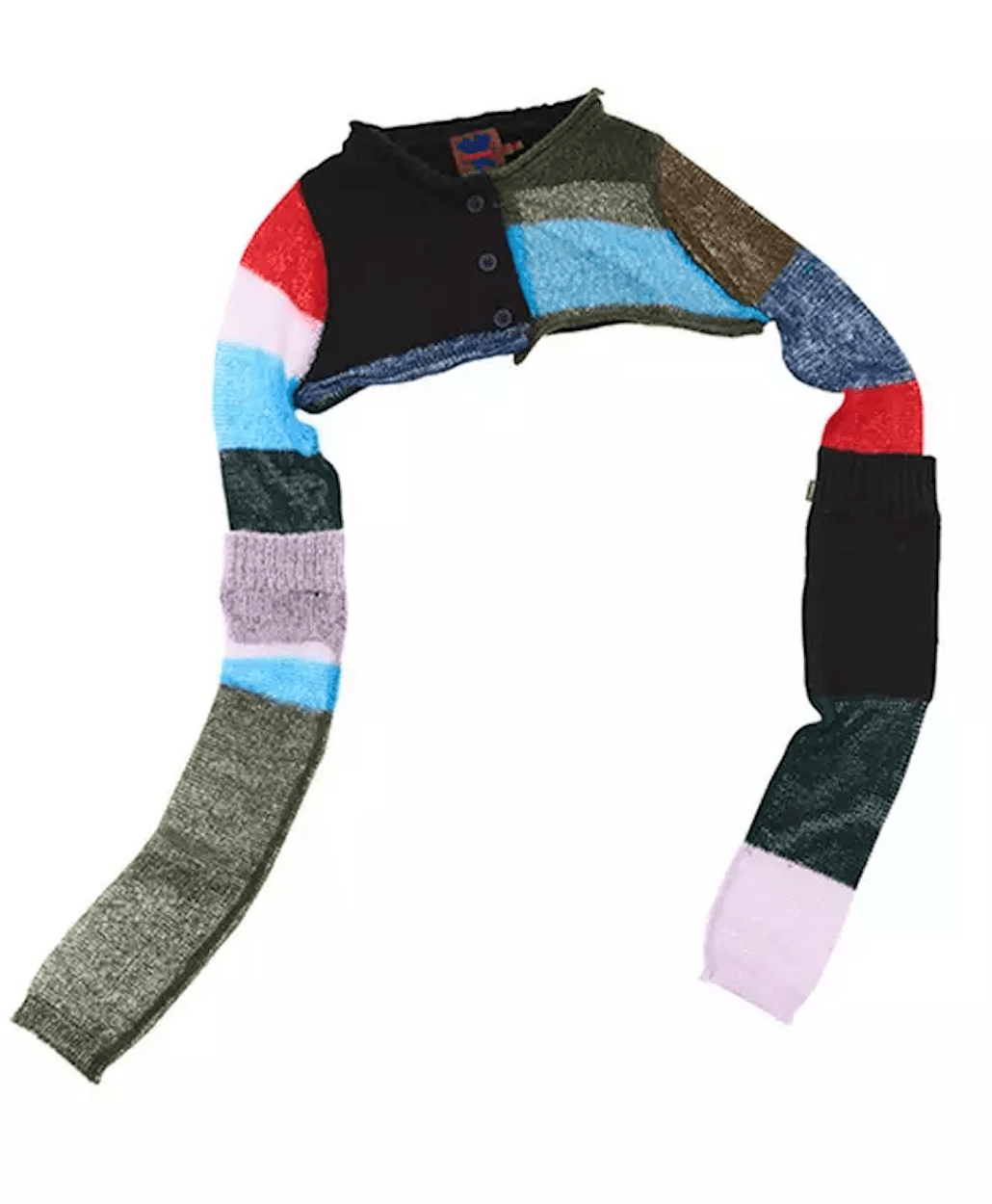 L / black 2022 Summer Color-Blocking Knitted Cropped Tops Female Thin Button Round Neck Smock Long-Sleeved Sunscreen Short Sweater T26101J