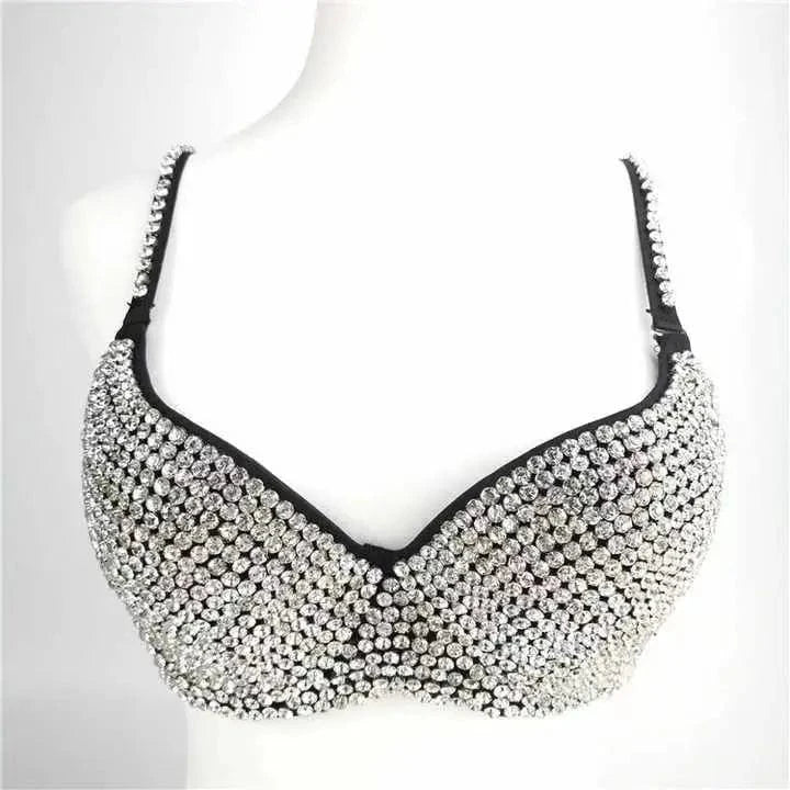 L / Black / 38 As Photo Showed Crystal Diamond Decoration Night Club Womens Bra And Panties Sexy Lingerie