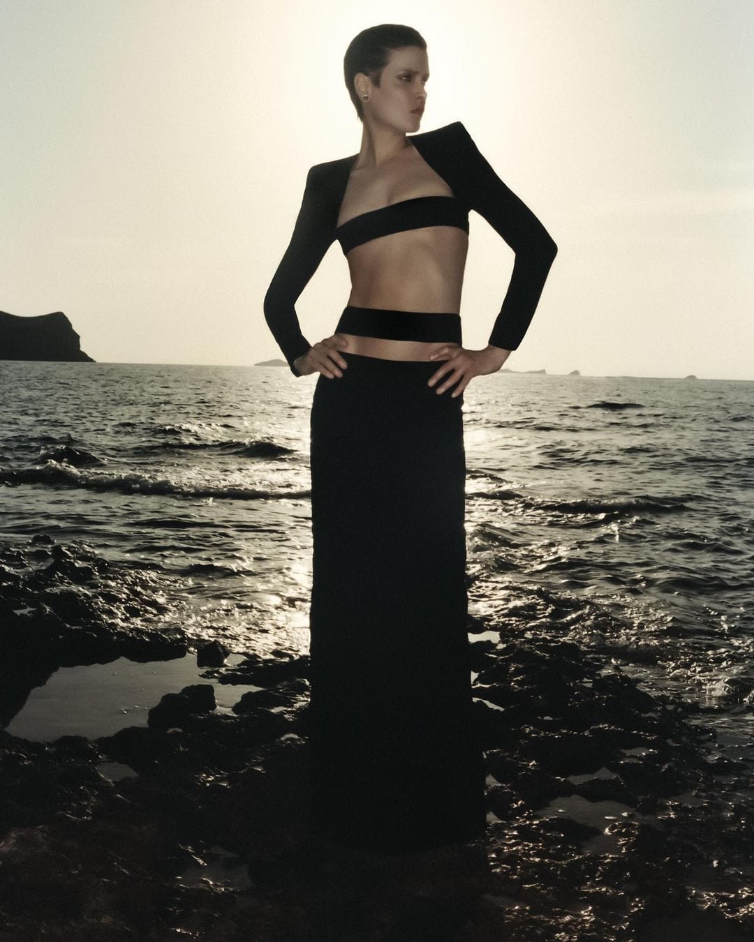 L / black BD2272 Kimshein New Fashion Sexy Trending Womens White Two Piece Sets Holo Tops Long Skirt Party Sets